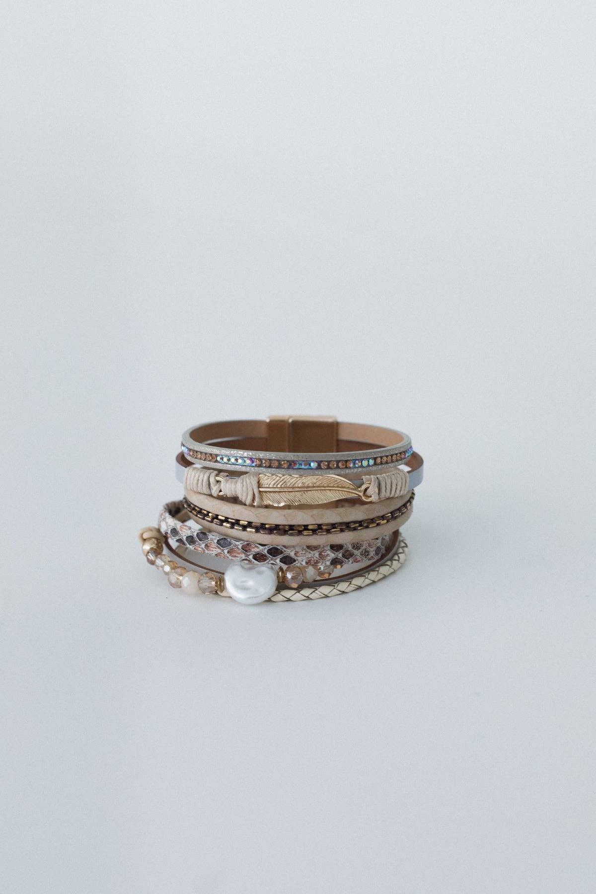 Three Bird Nest - Bohemian Goddess Charmed Bracelet - Beige