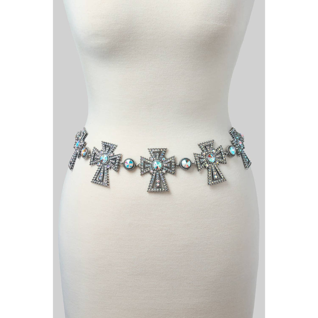 Girly - AB STONE PAVE CROSS LINK CHAIN BELT