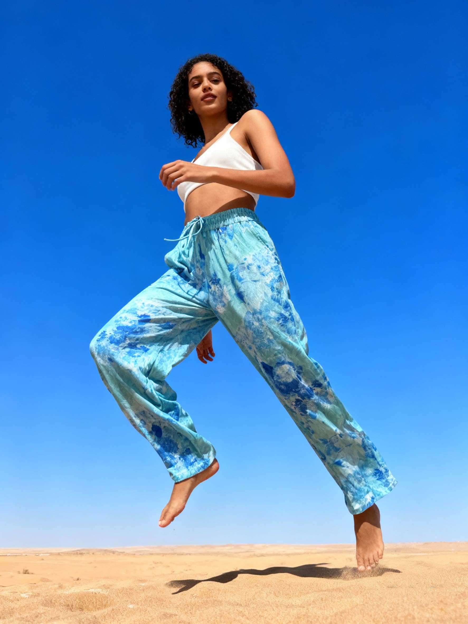 last queen - Wide-leg watercolor print pants