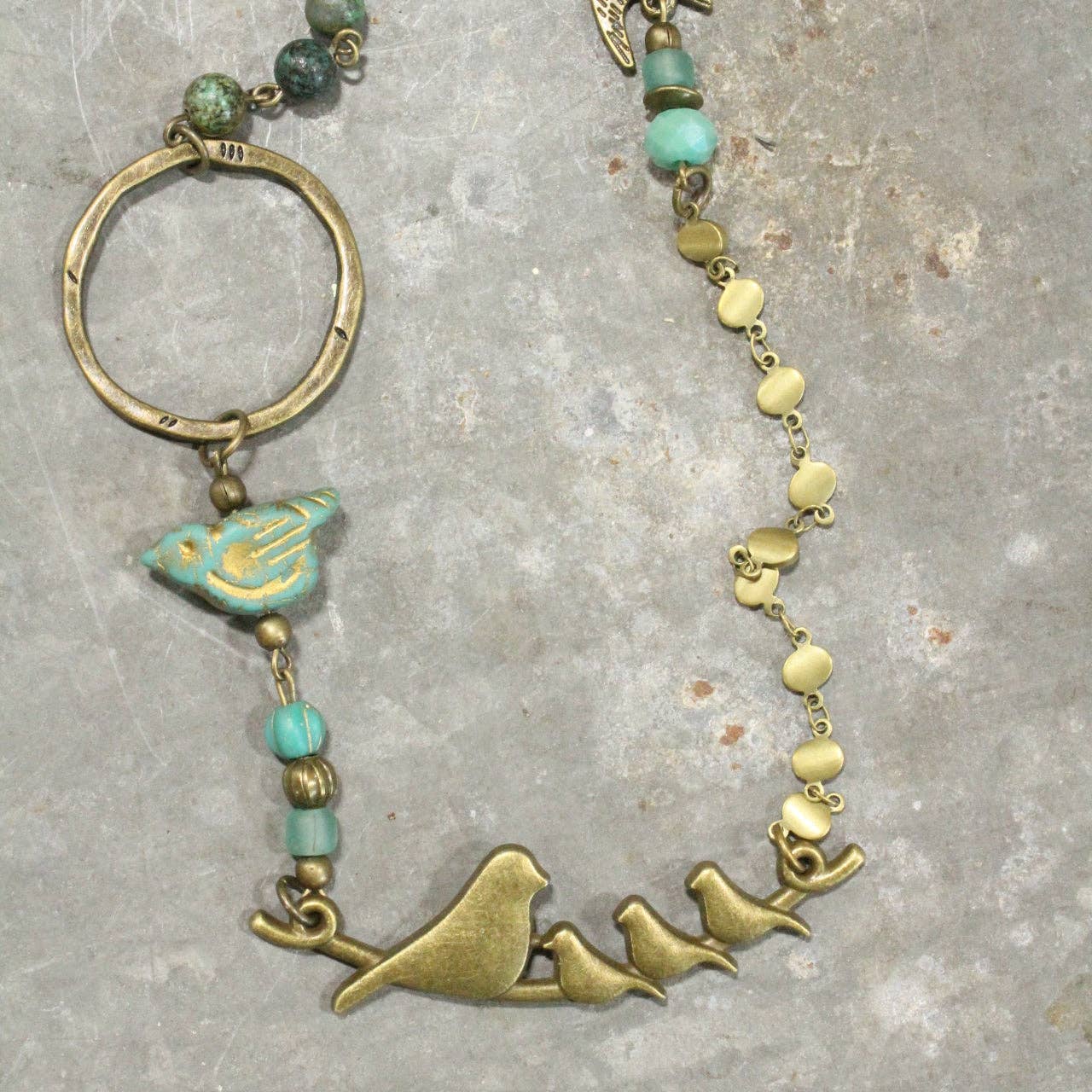 The Primitive Peddler, Inc. - Flocked Together Jade Czech Necklace