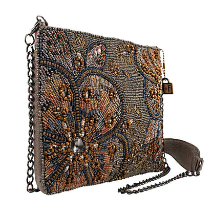 Mary Frances Accessories - Bling It On Pewter And Gold Large Floral Beaded Crossbody