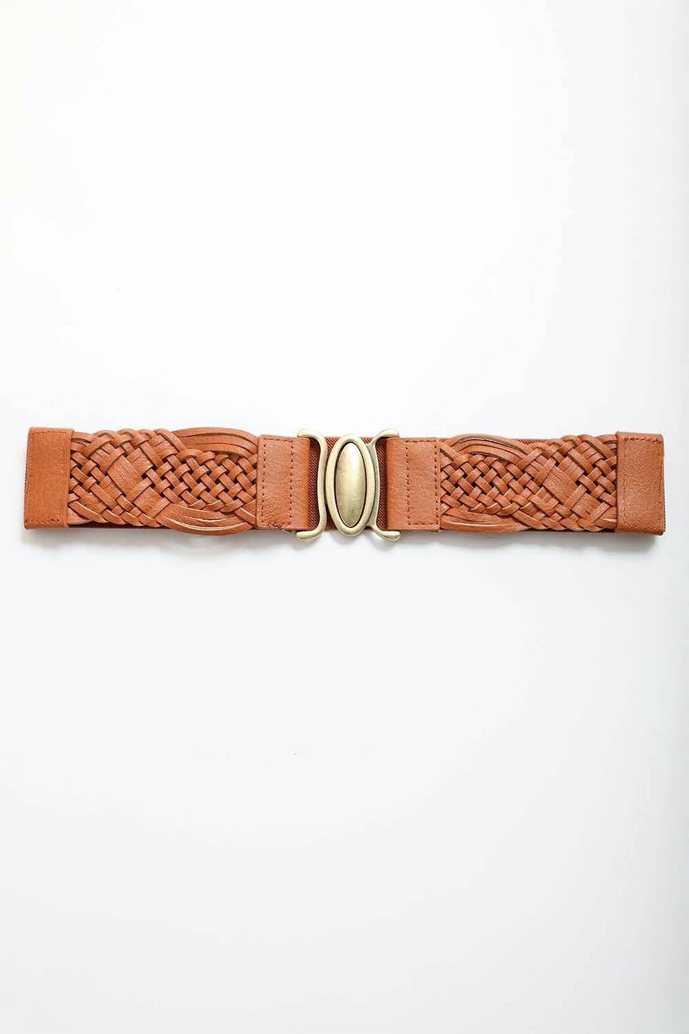 Leto Accessories - Oval Buckle Braided Elastic Belt - Black, Brown &amp; Camel 🤎