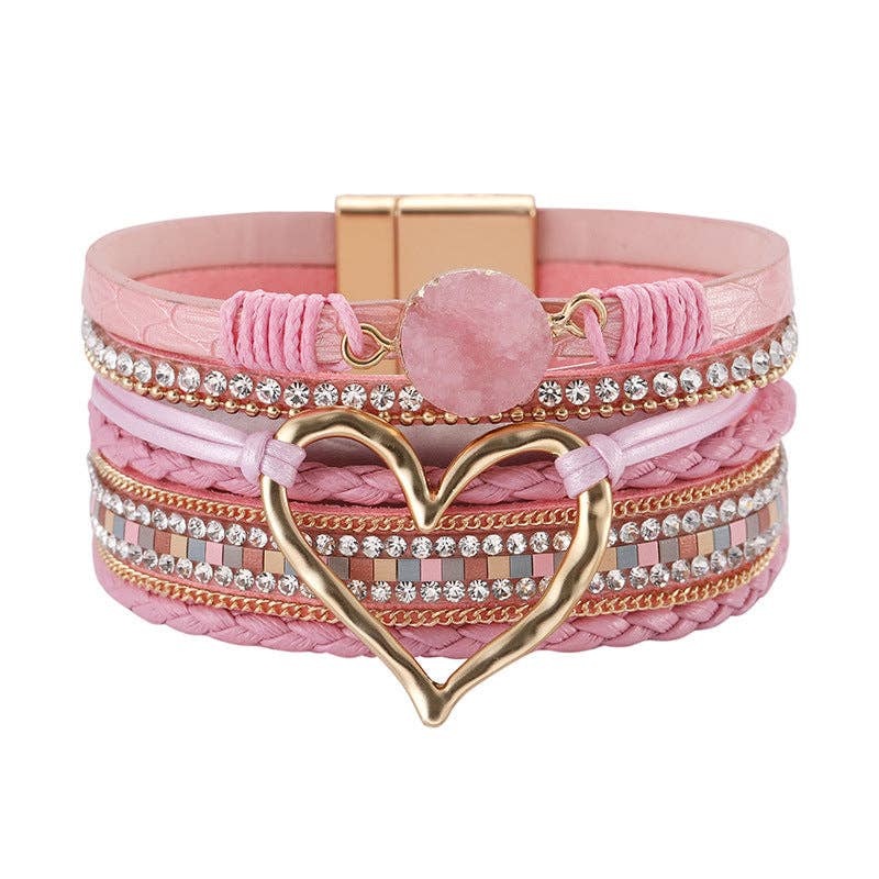 Mio Queena - Multi-Layer Heart Charm Bangle Bracelets
