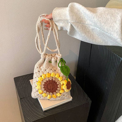 Ekartini - Simple Knit Sunflower Shoulder Bag