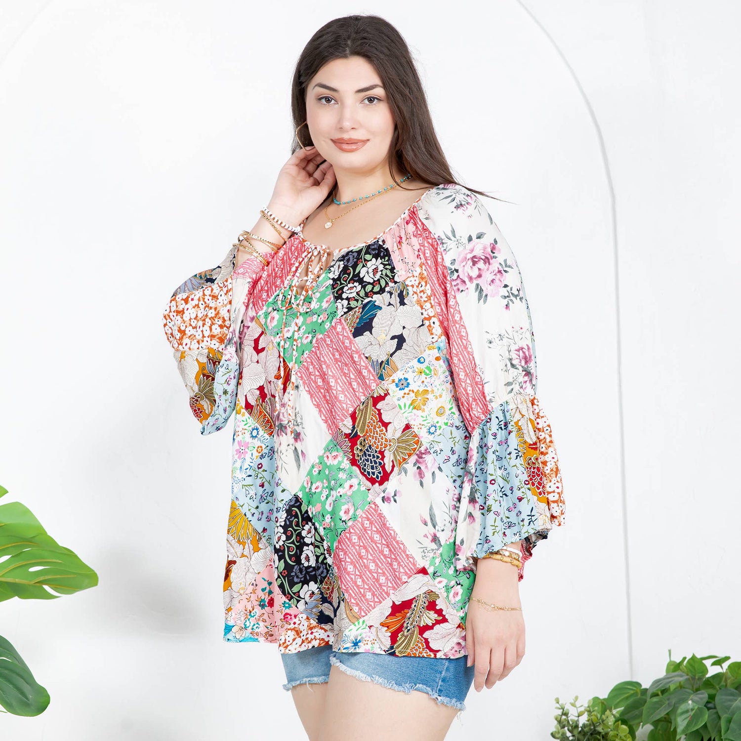 - The Bohemian Patchwork Peasant Top