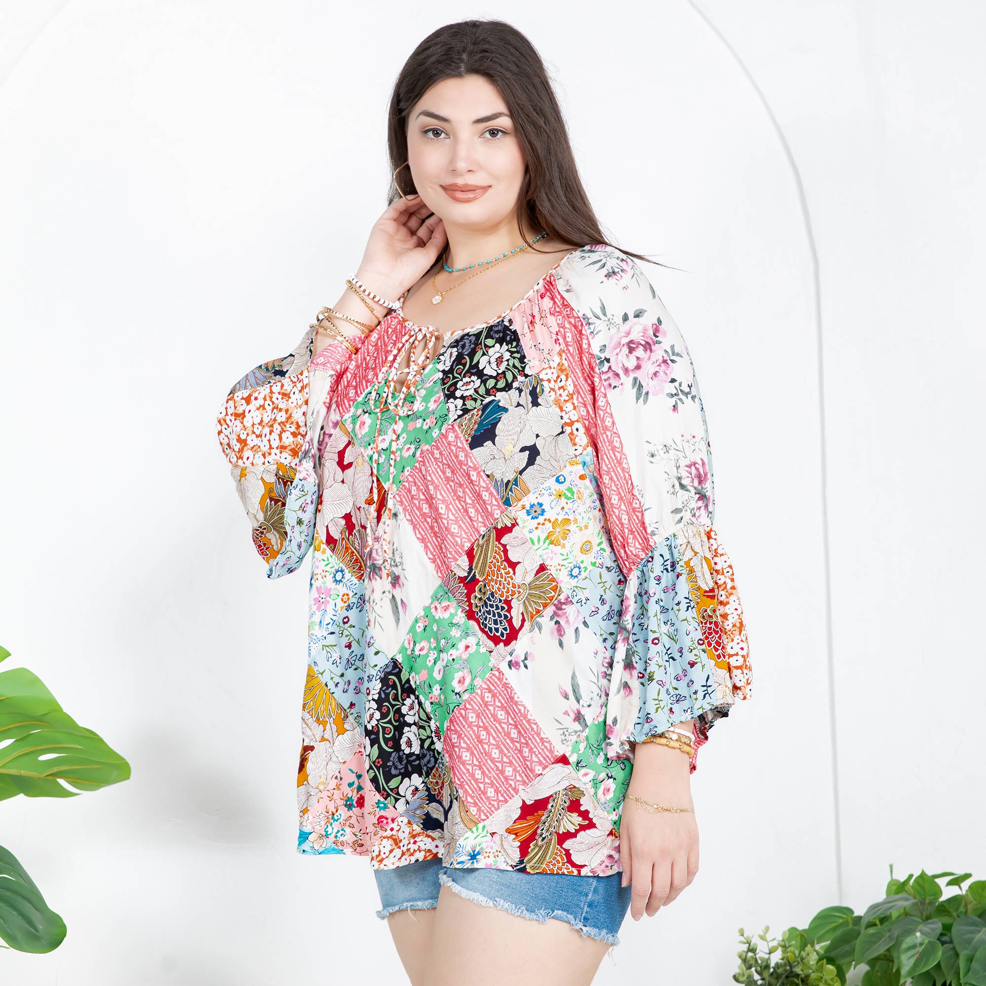 - The Bohemian Patchwork Peasant Top