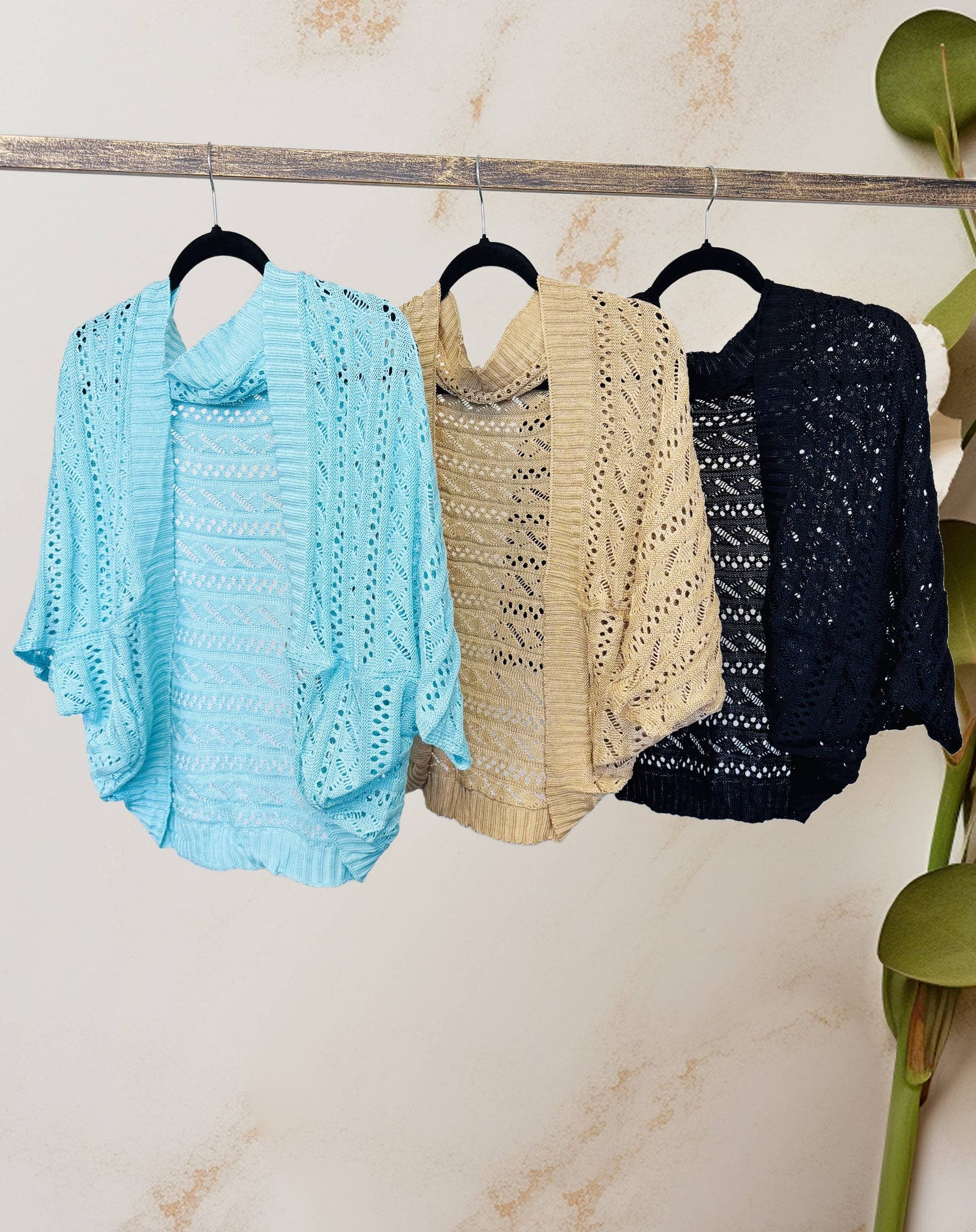 JC Sunny Fashion - Two-Way Hollow Out Open-Front Sweater/Scarf