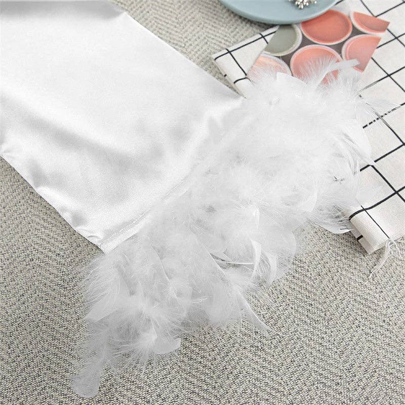 2-Piece Spaghetti Strap Mini Dress &amp; Feather Sleeve PJ Set