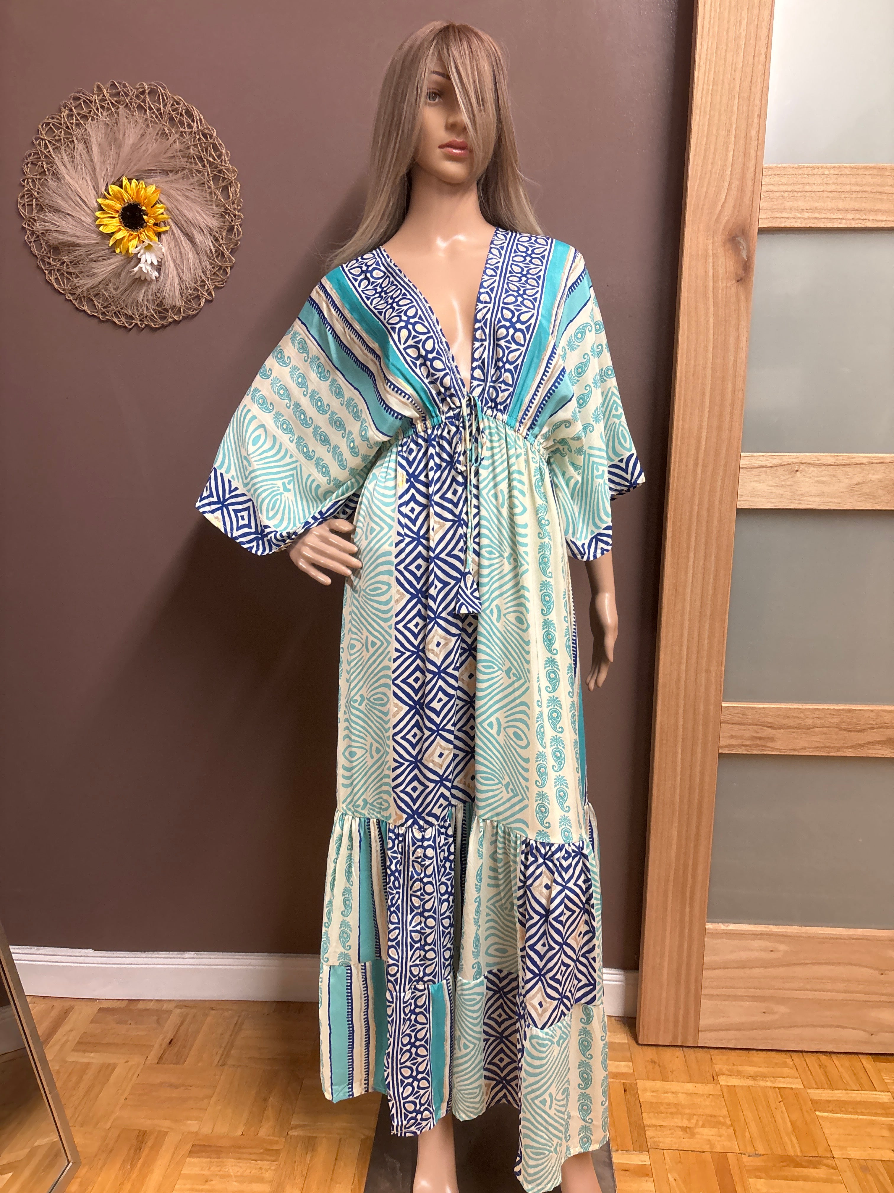 Indian Tropical Fashions-BoHo Silk Dress