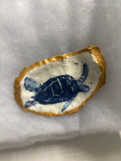 Hand Decoupaged and Painted Oyster Shells