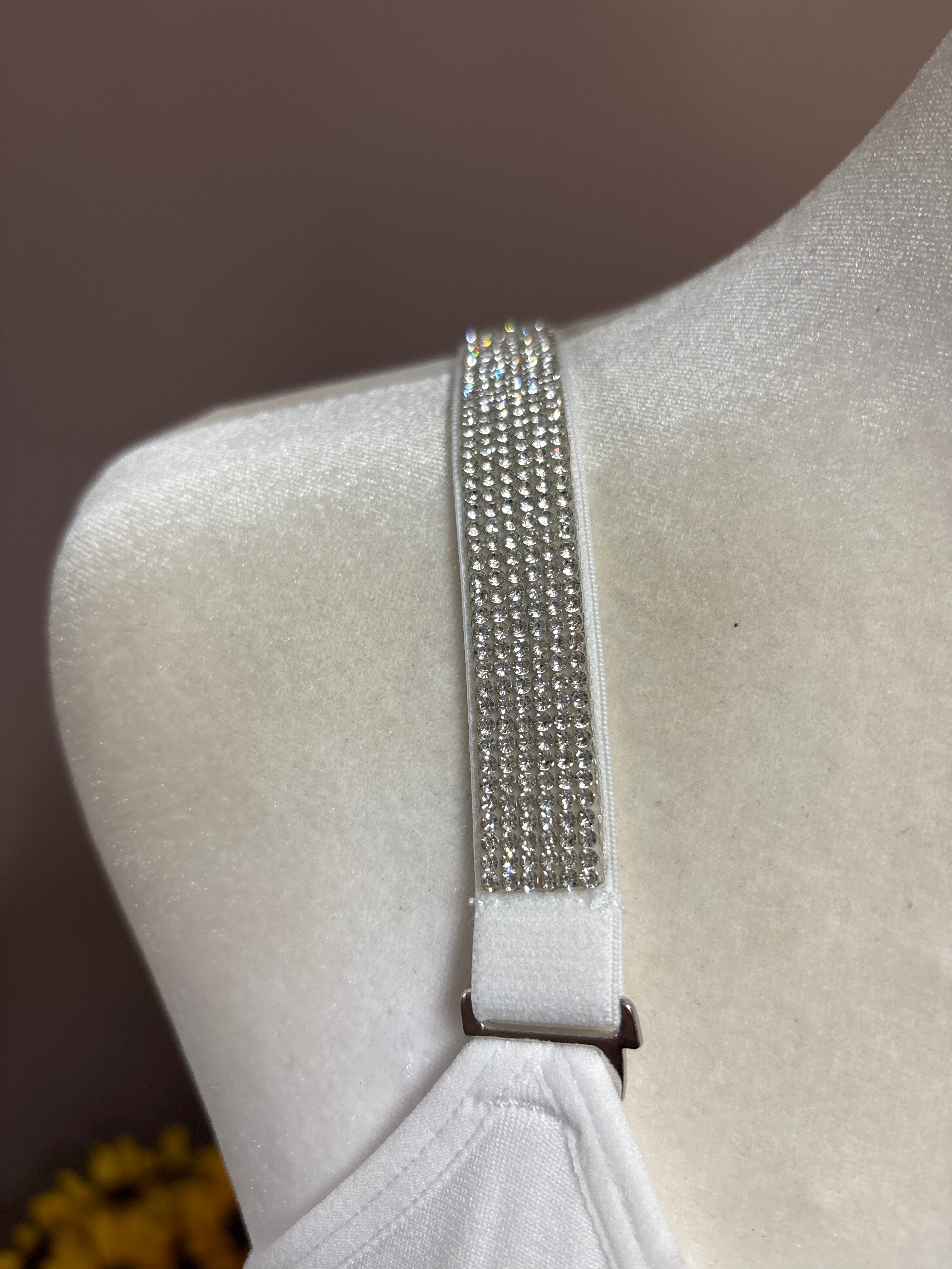 Strap-it’s- White plunge bra with silver rhinestones