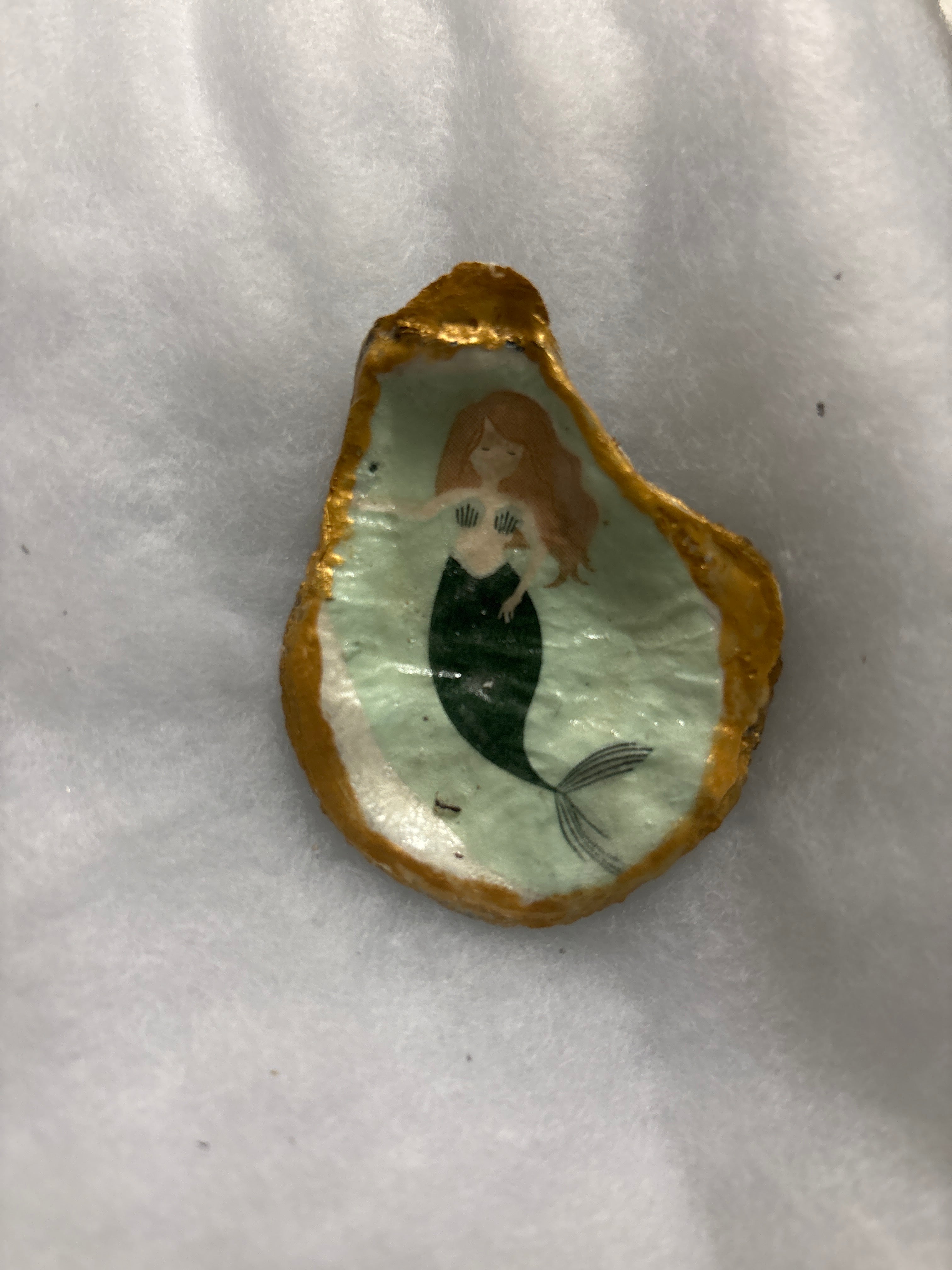 Hand Decoupaged and Painted Oyster Shells