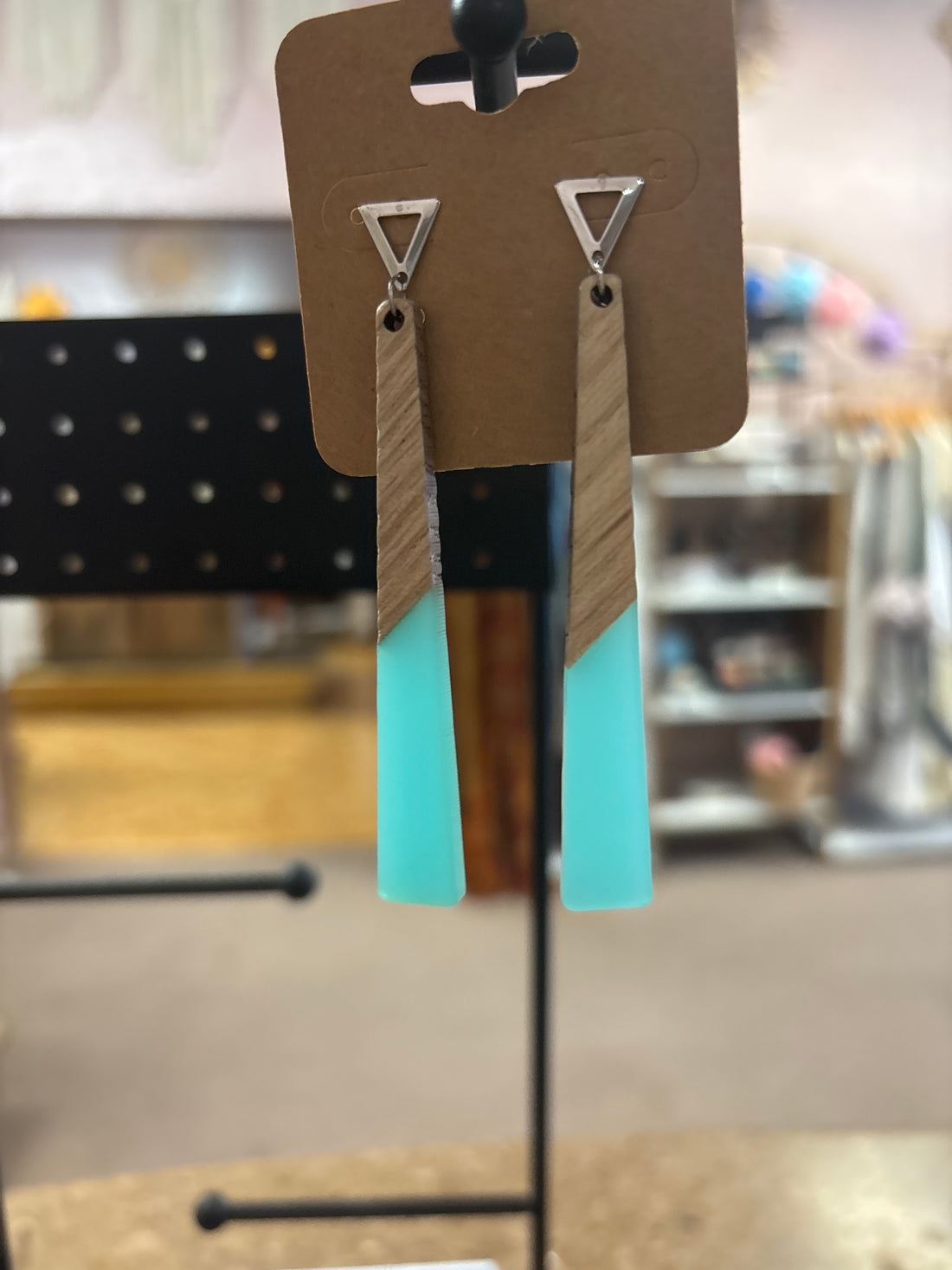 OhHeyBec--dangle earrings with wood and resin