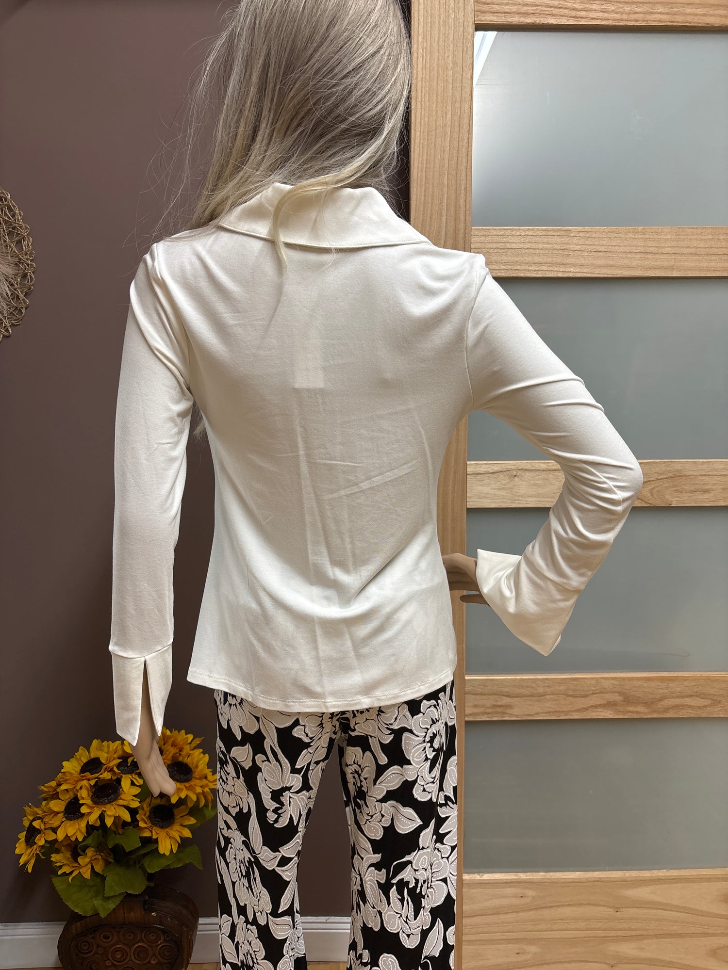 Brooklyn Isles- Gathered Ivory long sleeve