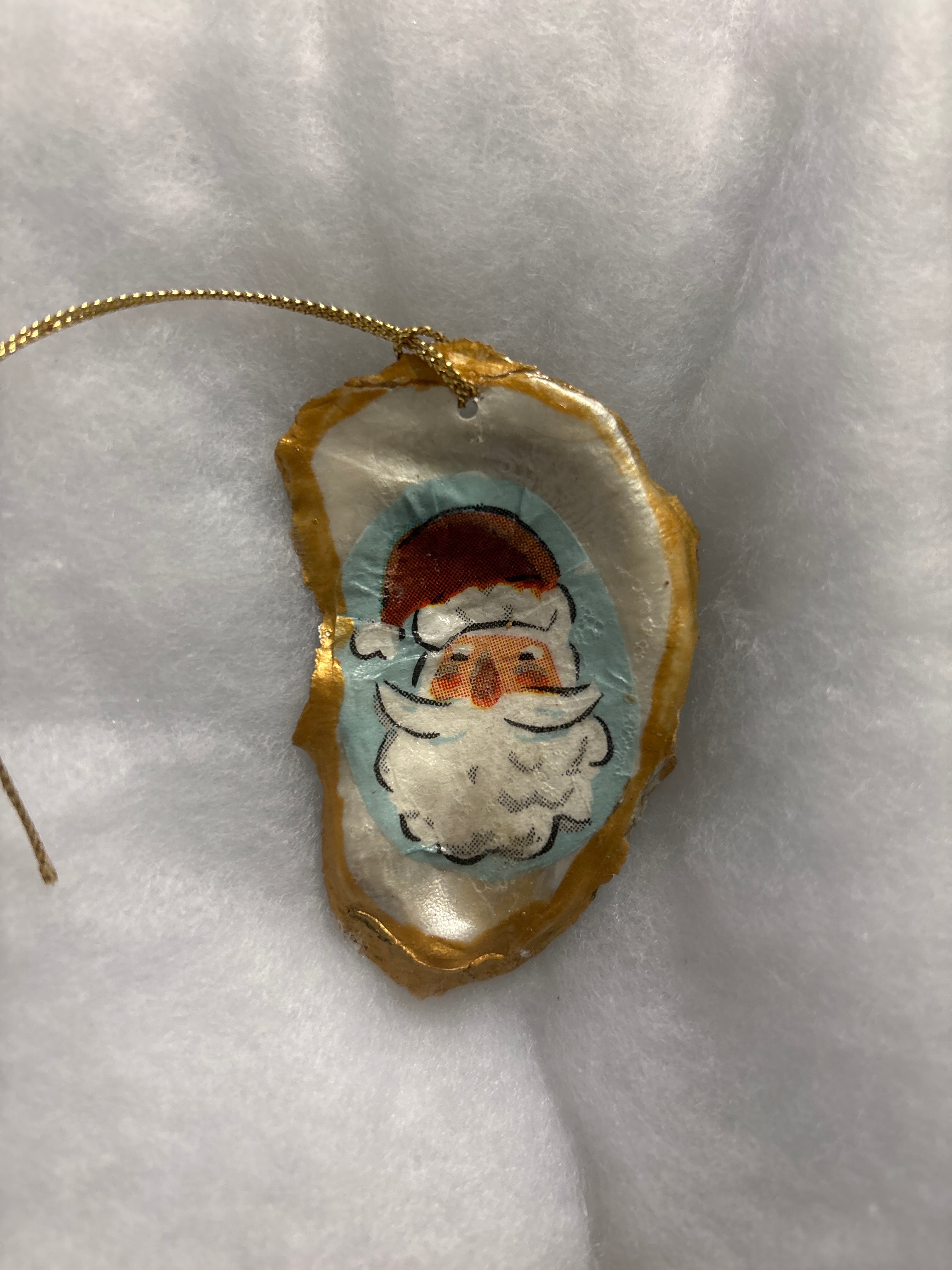 Hand Decoupaged and Painted Oyster Shells