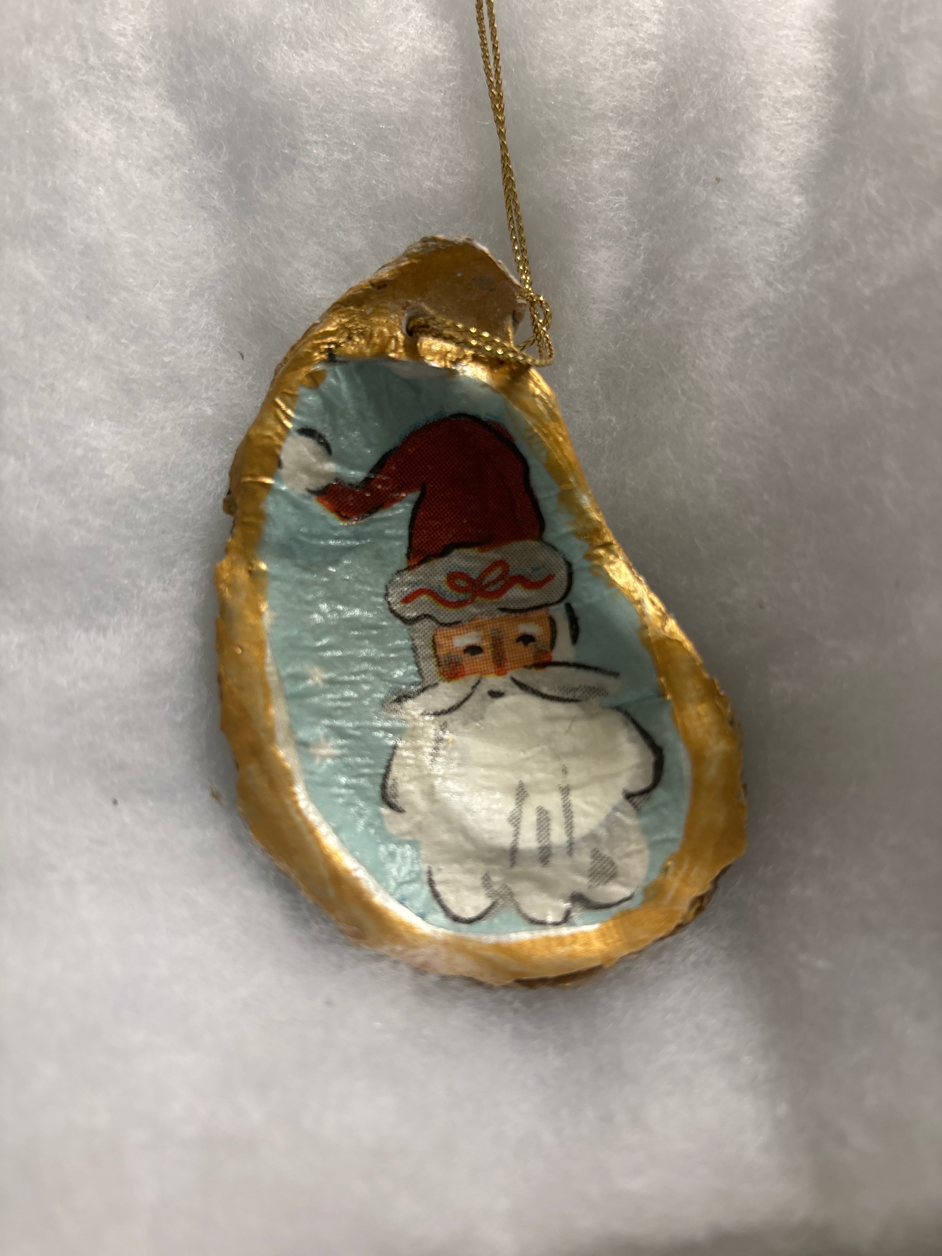 Hand Decoupaged and Painted Oyster Shells