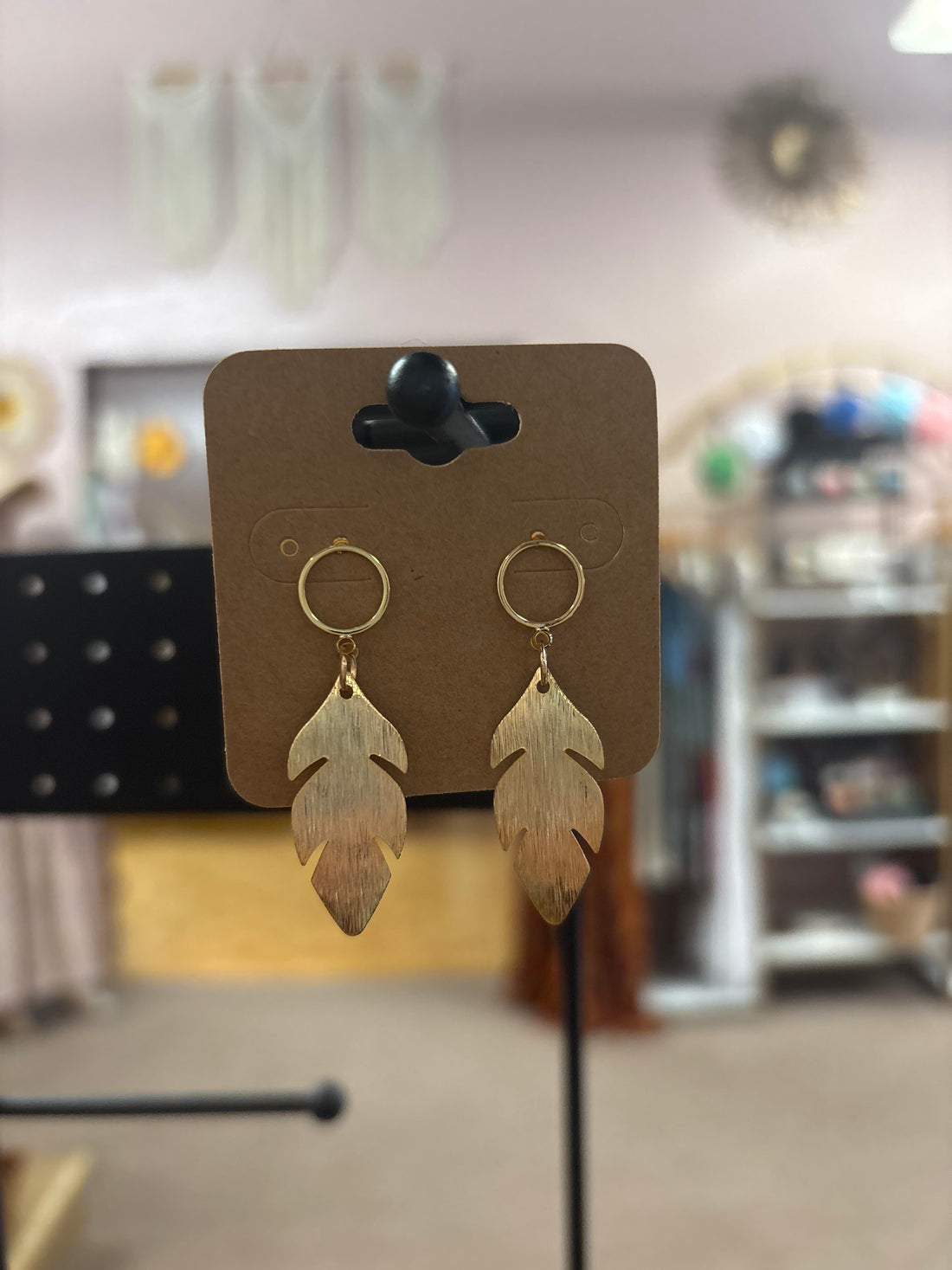 OhHeyBec--Gold leaf dangle earrings