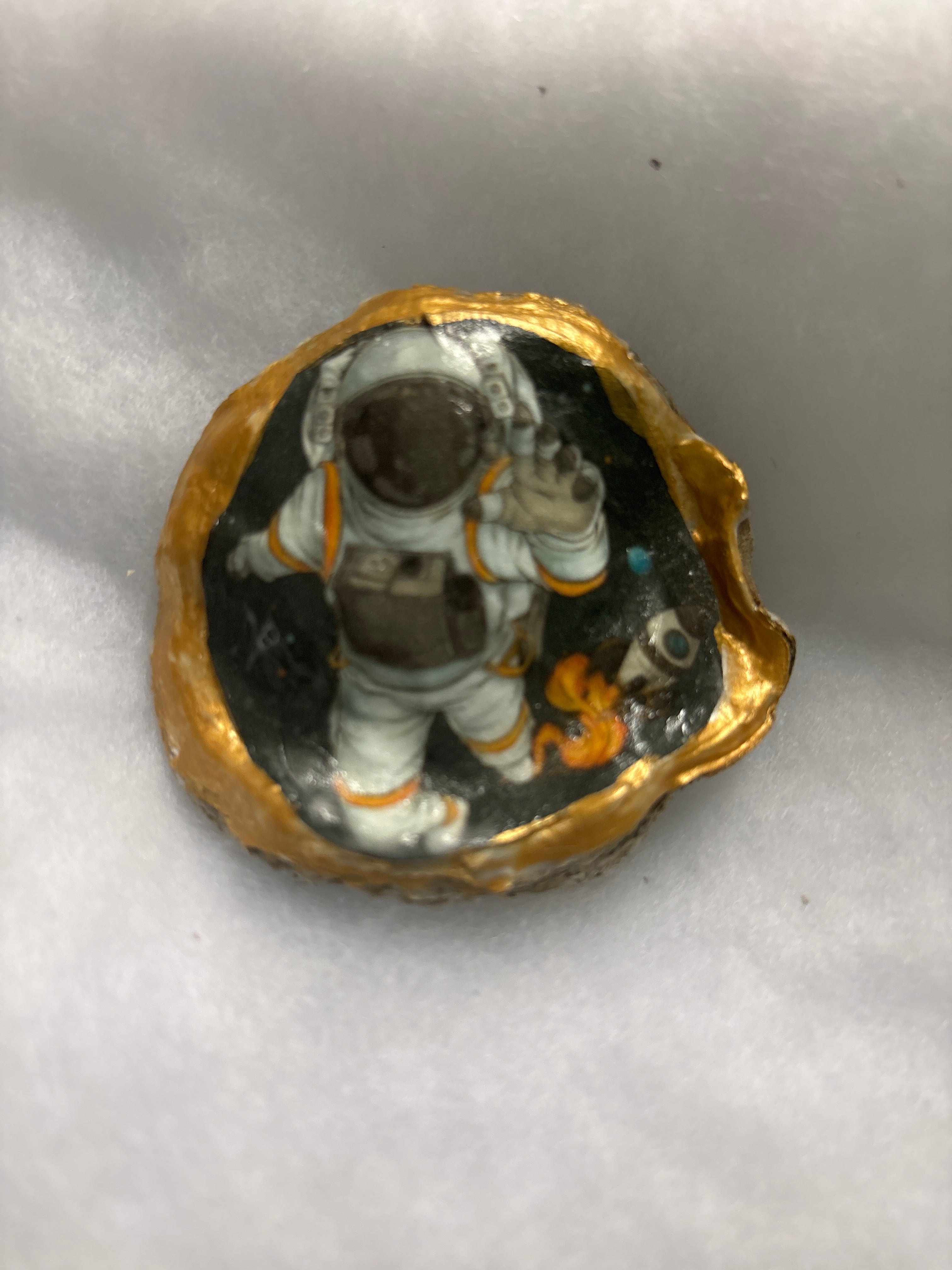 Hand Decoupaged and Painted Oyster Shells