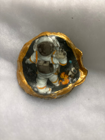 Hand Decoupaged and Painted Oyster Shells