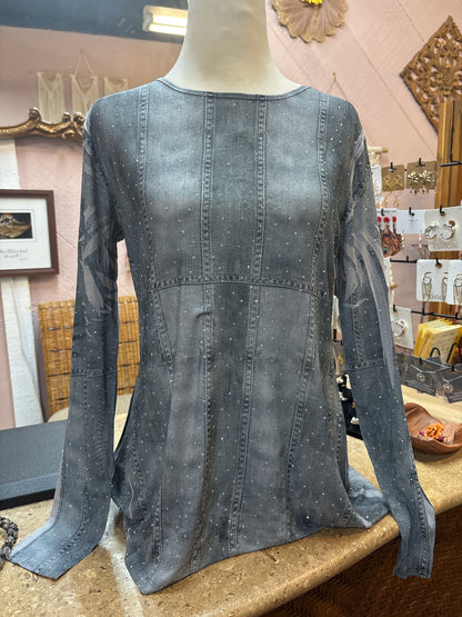 Origami- Mesh long sleeve top