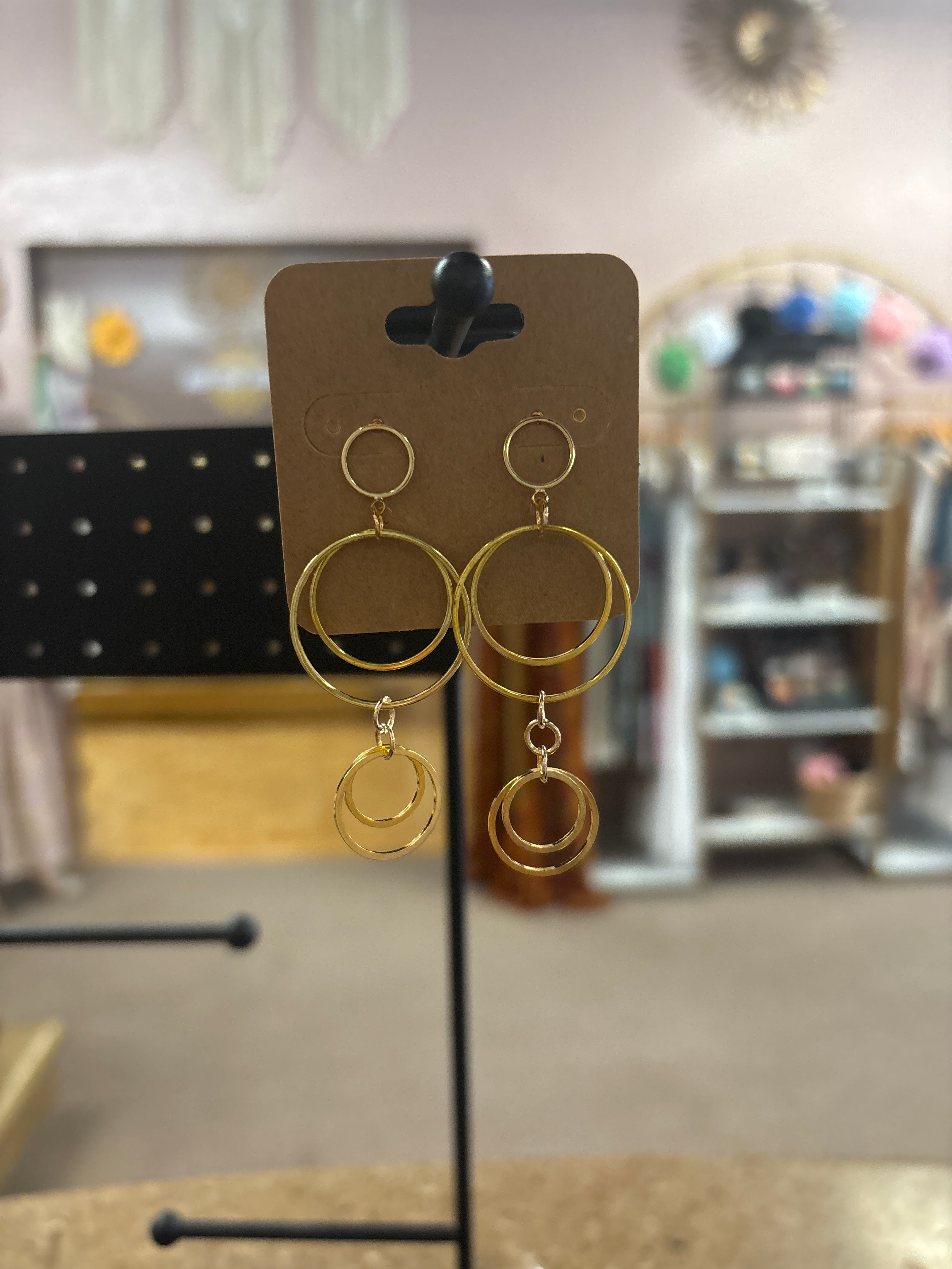 OhHeyBec--Gold circle dangle earrings