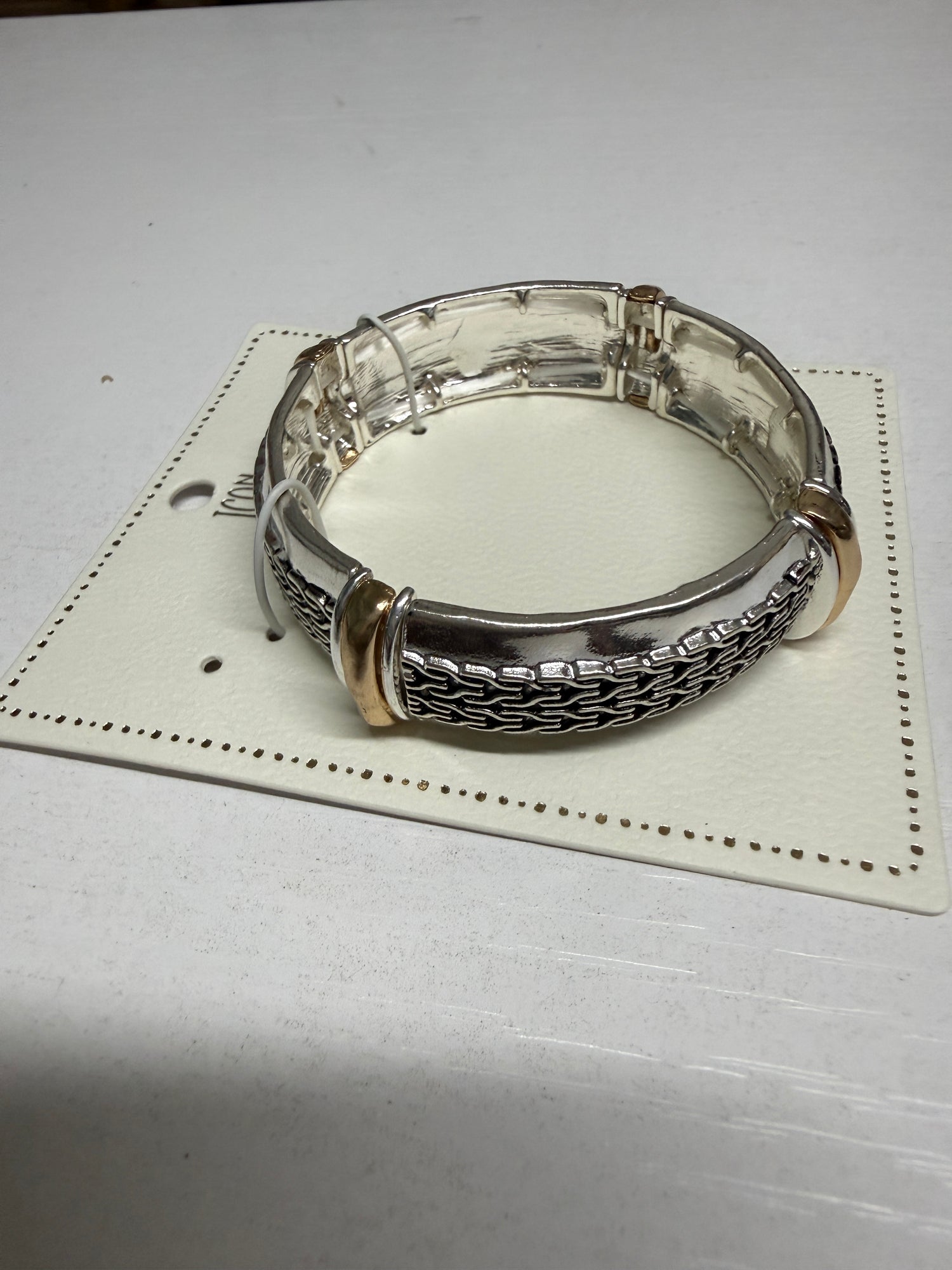 Icon Two tone chunky stretch bracelet