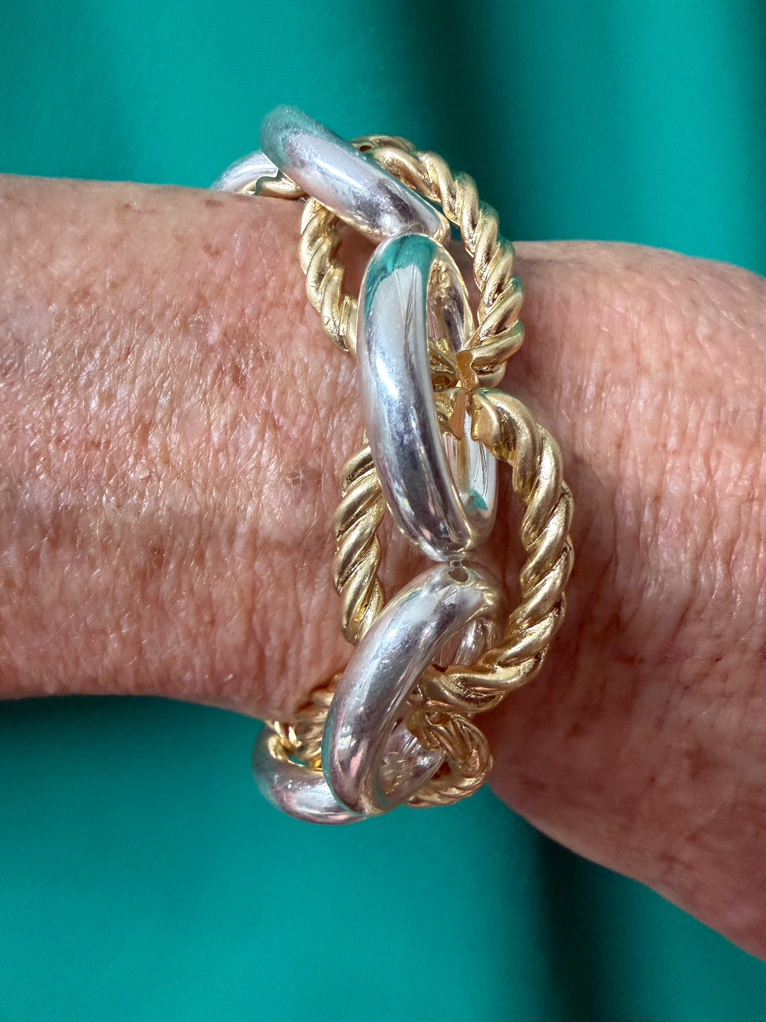 L&amp;B Two tone Chunky stretch bracelet