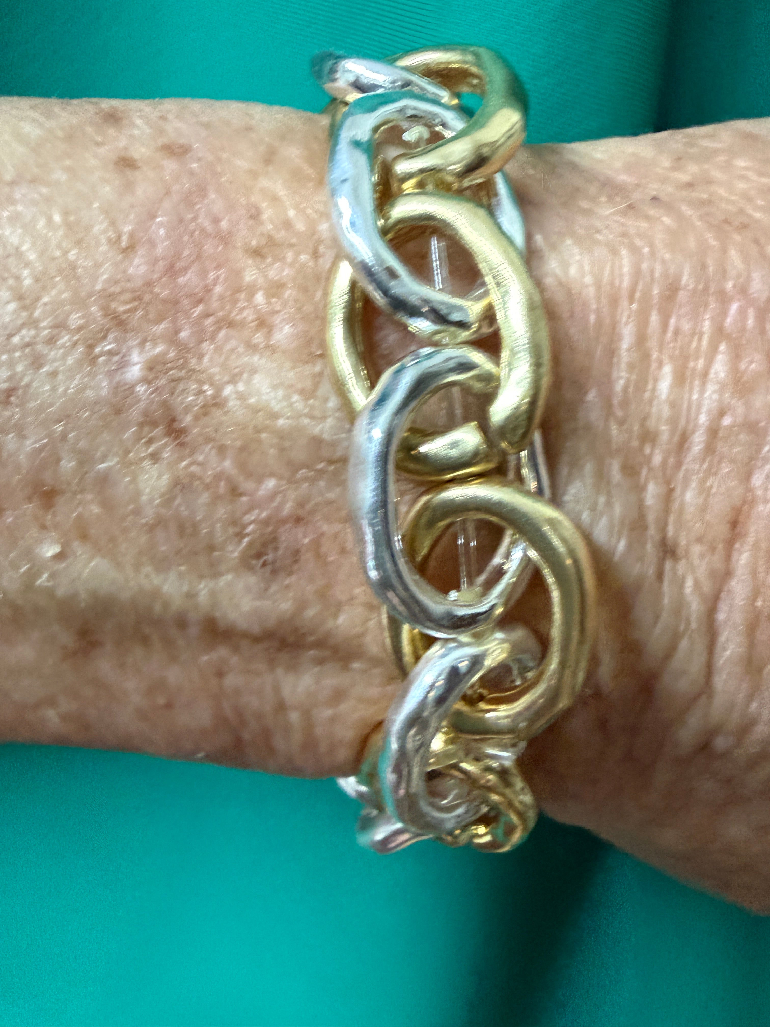 L&amp;B Two tone chain stretch bracelet