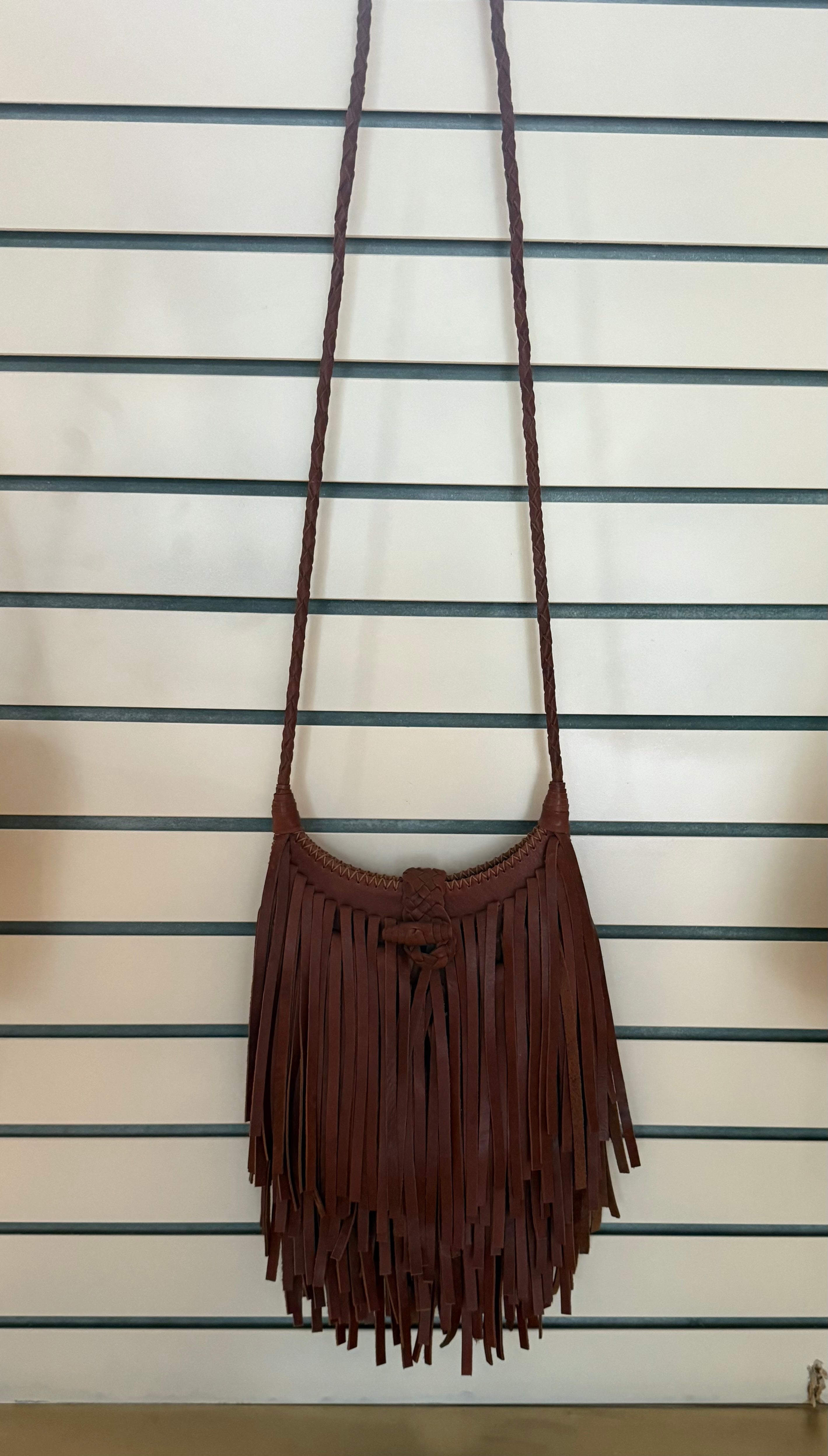 &quot;Joni&quot; Leather fringe Boho crossbody bag