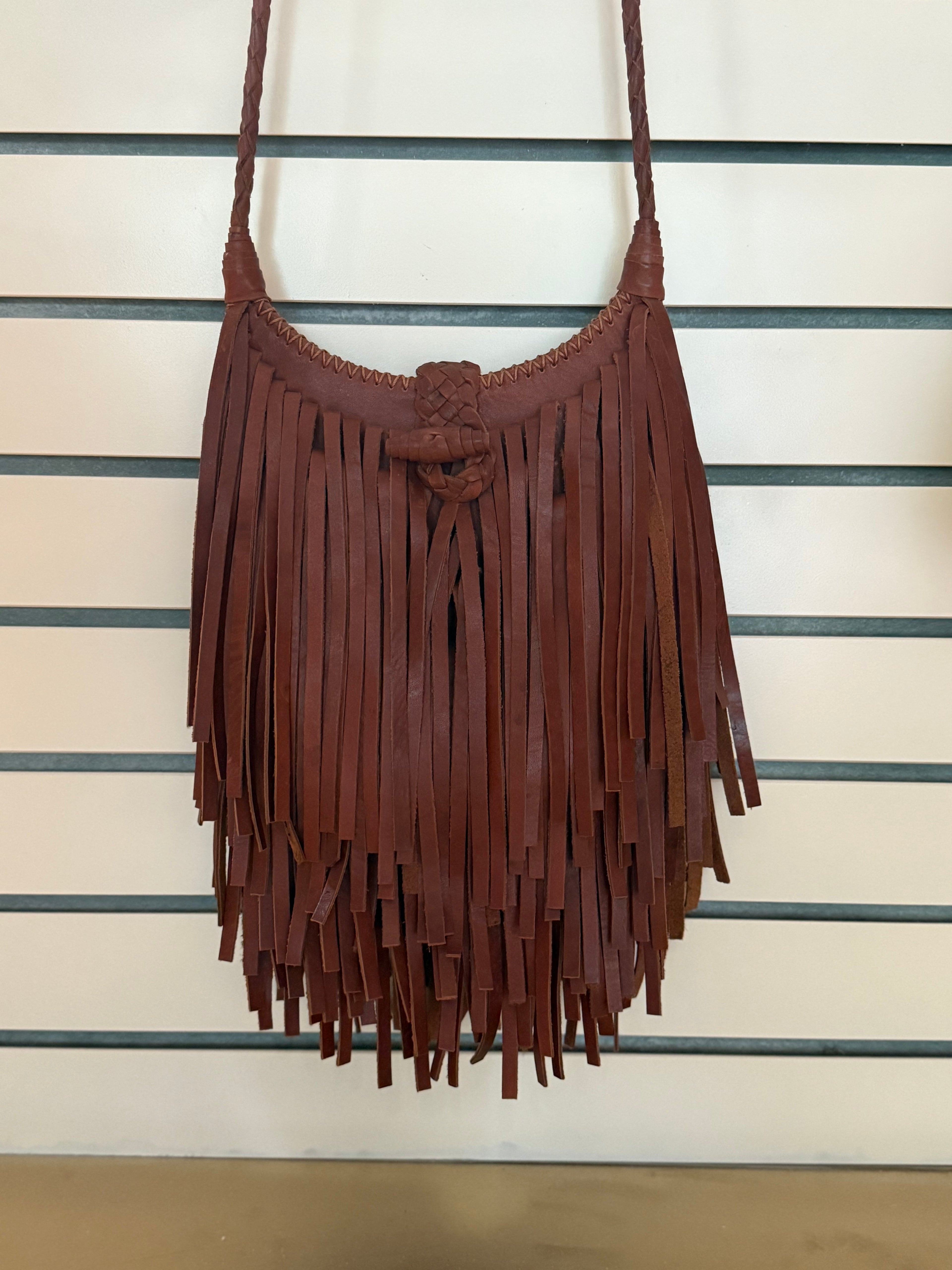&quot;Joni&quot; Leather fringe Boho crossbody bag