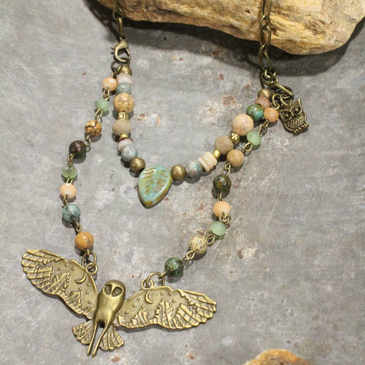 The Primitive Peddler, Inc. - Spread Your Wings Owl Layered Necklace