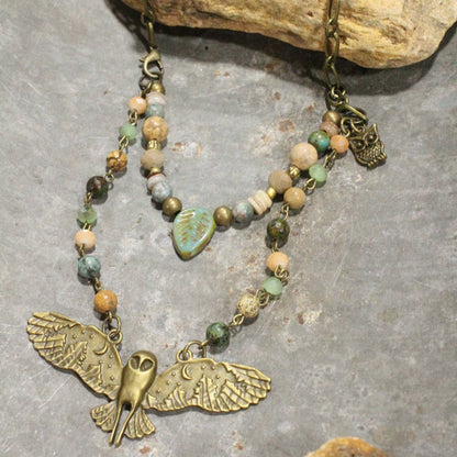 The Primitive Peddler, Inc. - Spread Your Wings Owl Layered Necklace