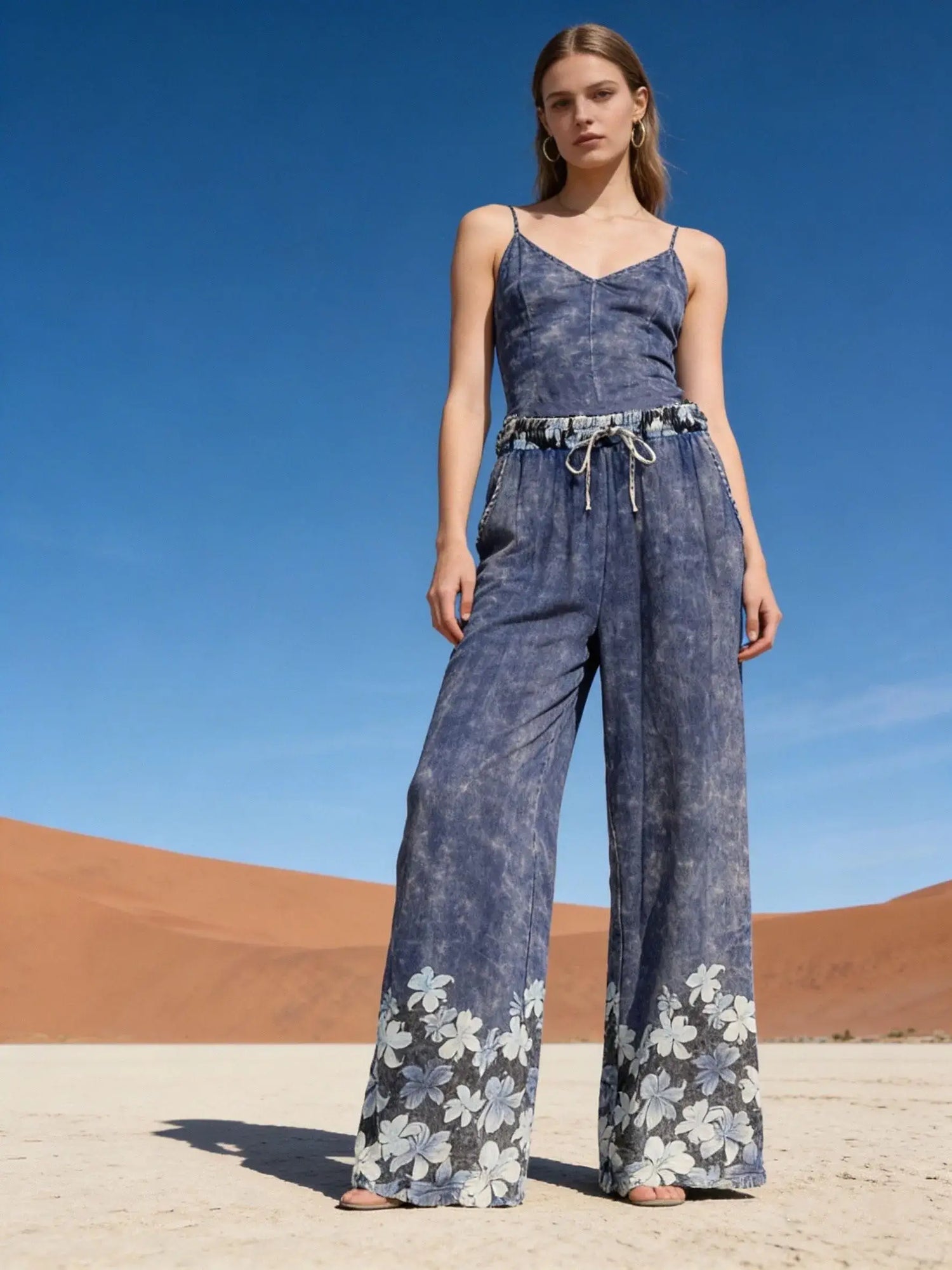 last queen - Relaxed flowing pants, straight cut, washed look
