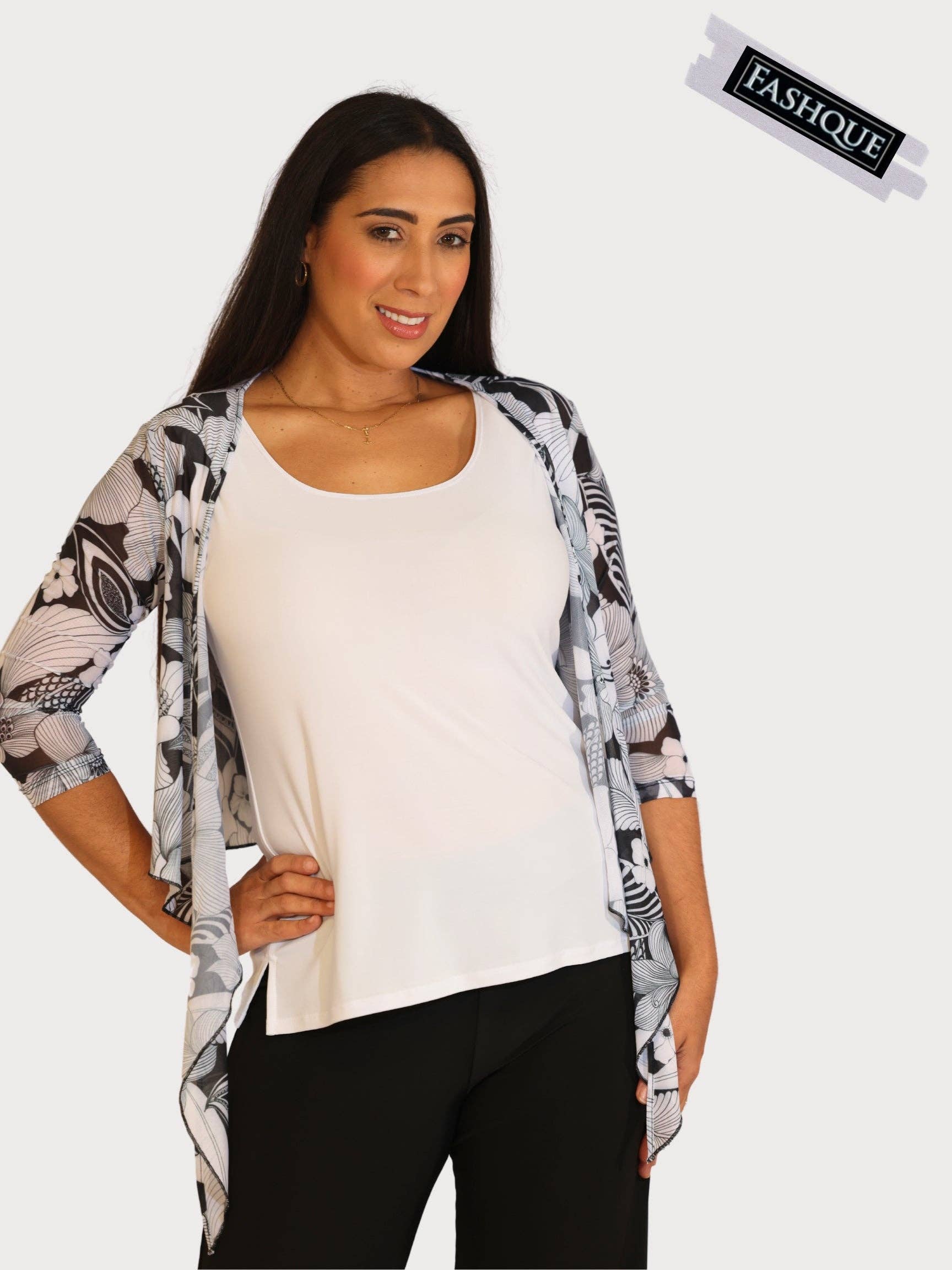 Fashque Designs - 3/4 SLEEVES TIE FRONT BOLERO - T2652