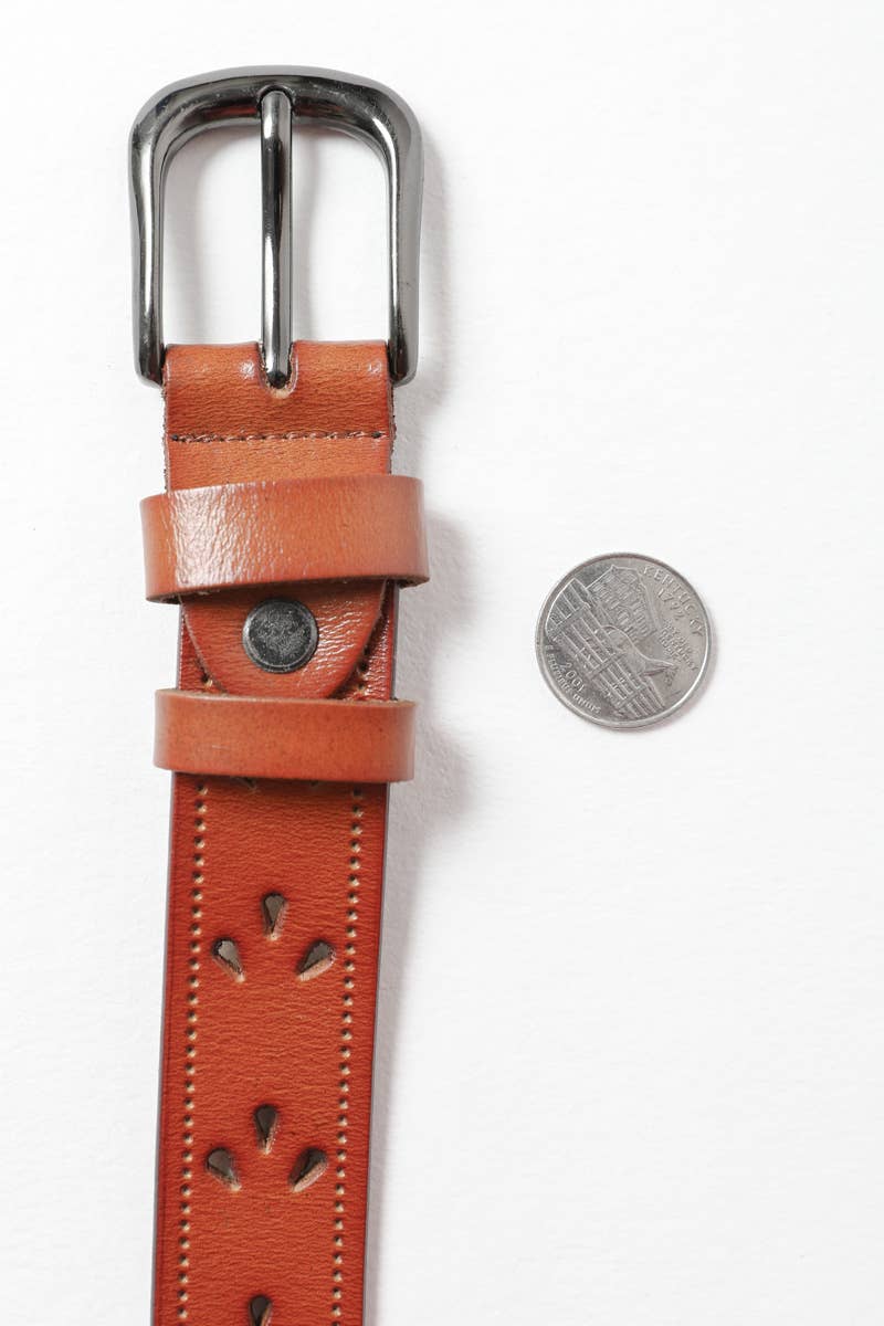 Leto Accessories -  Leather Belt with Petal Design 🌟 – Available in 5 Colors