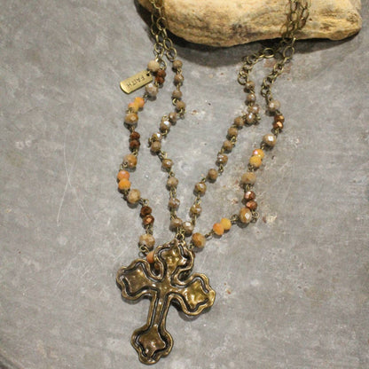 The Primitive Peddler, Inc. - Firm Foundation Cross Layered Necklace