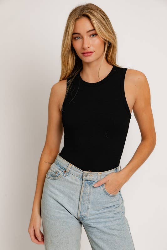 LE LIS - ROUND NECK SLEEVELESS BODYSUIT