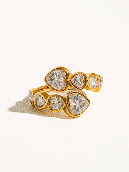 Flânerie by MAIQ - Wyatt 18K Gold Non-Tarnish Rhinestone Heart Ring
