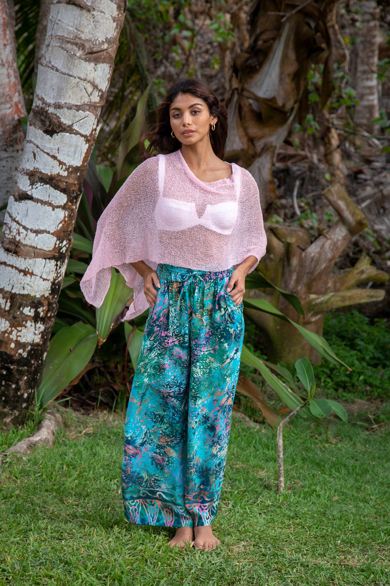 Bali Prema - Summer Sheer Shrug Knit Poncho Shawl- Boho Beach Cover Up