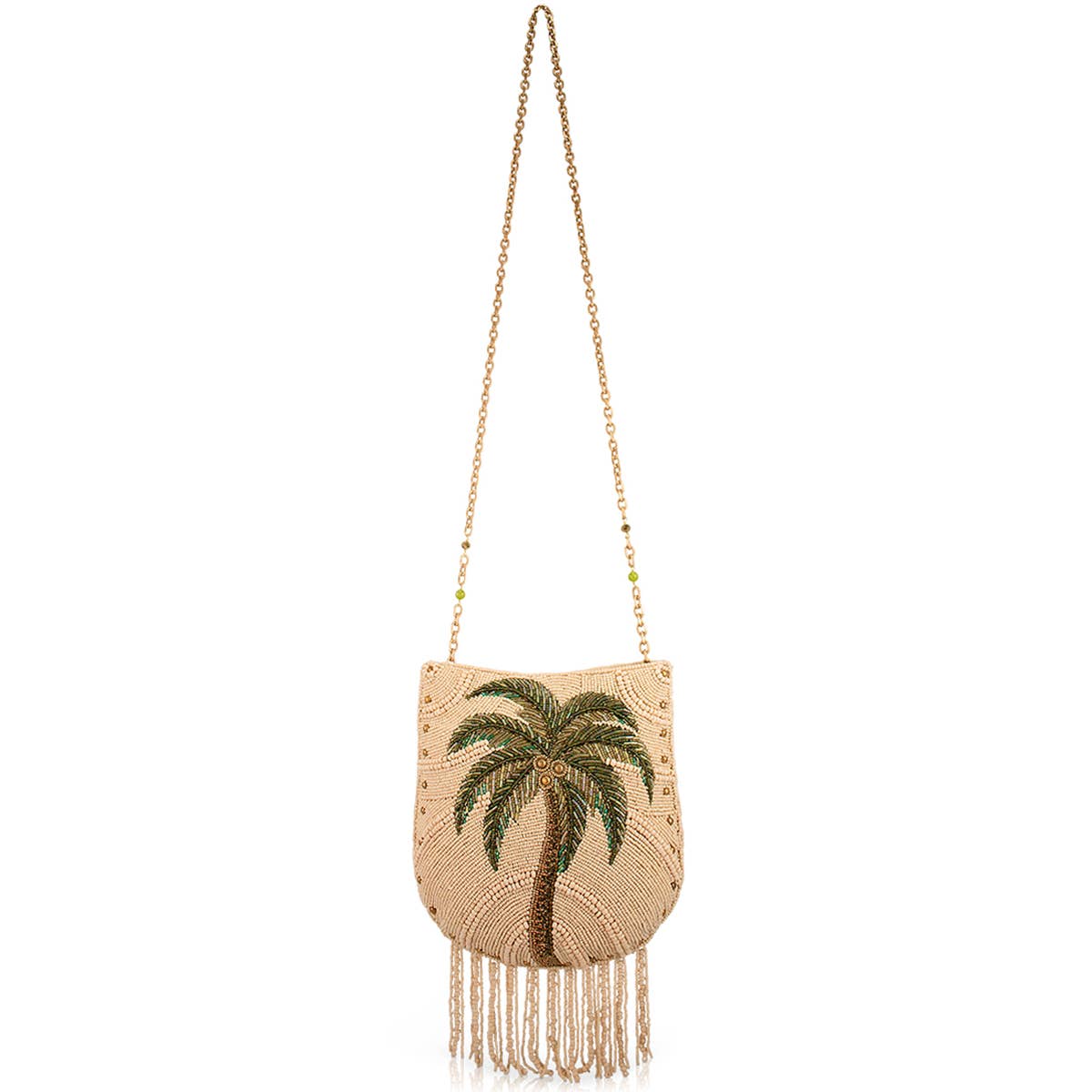 Mary Frances Accessories - Coconutty Palmtree and Beaded Fringe Crossbody Handbag