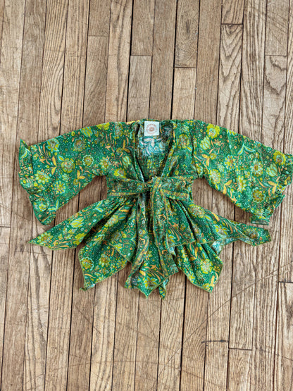 Gardenbelle Shop - Baby Toddler Bell Sleeve Top, Hippie Boho Flower Tie Front