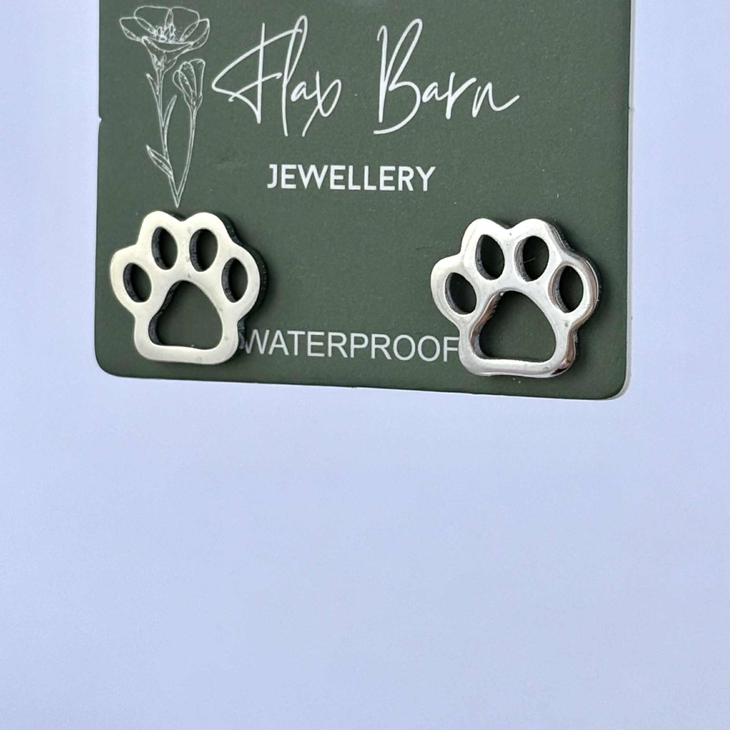 Flax Barn - Tarnish Resistant Paw Print studs