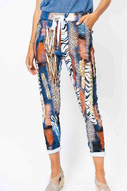 Look Mode Usa - Animal Print Mix with Gold Foil Jegging