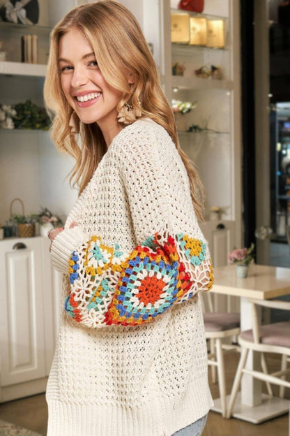 ADORA LA - MULTI COLOR SLEEVE CROCHET CARDIGAN