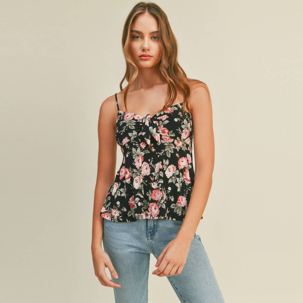 Paperdoll - FLOWER TIE FRONT BABYDOLL CAMI