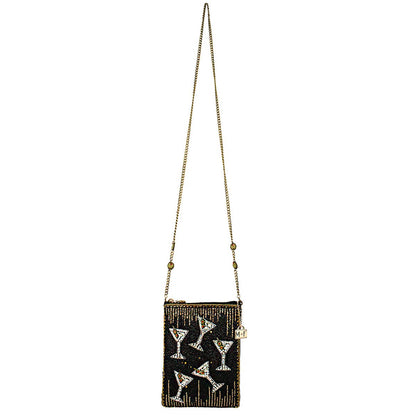 Mary Frances Accessories - Sip Happens Black and Diamond Beaded Martini Crossbody