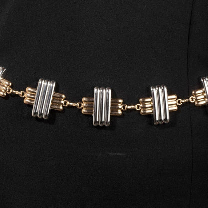 Collections by Fame Accessories - Two Tone Layered Bars Chain Belt