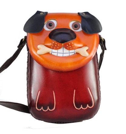 Sunflower Handmade leather inc -  leather dog with bone purse pouch crossbody