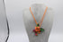 Leather flower necklace with wood beads