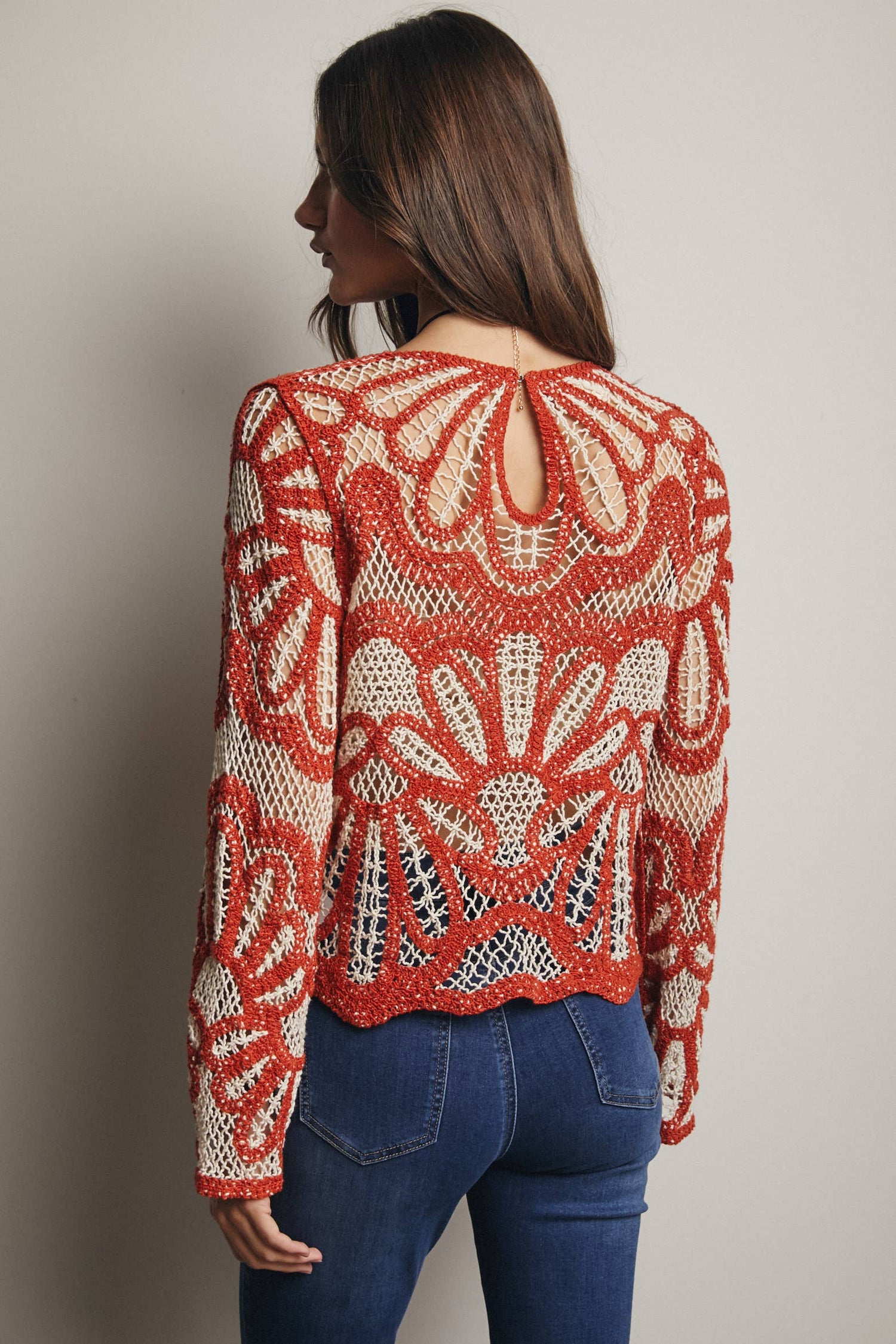 Forte - Crochet Floral Pattern Sweater